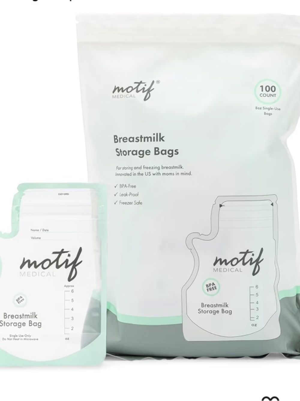 Motif Medical Breastmilk Storage Bags -400 count